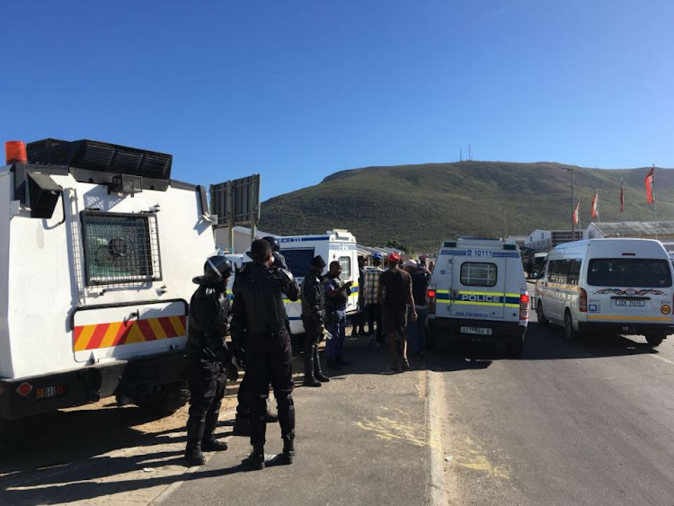 Police in Hermanus following violent land protests over the weekend.