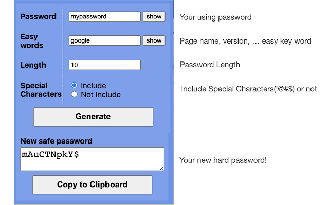 Password Converter chrome extension