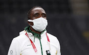 David Notoane, Head Coach of Team South Africa looks on during the Men's First Round Group A match between South Africa and Mexico on day five of the Tokyo 2020 Olympic Games at Sapporo Dome on July 28, 2021 in Sapporo, Hokkaido, Japan. 