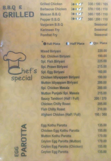 City Gate Hotel menu 