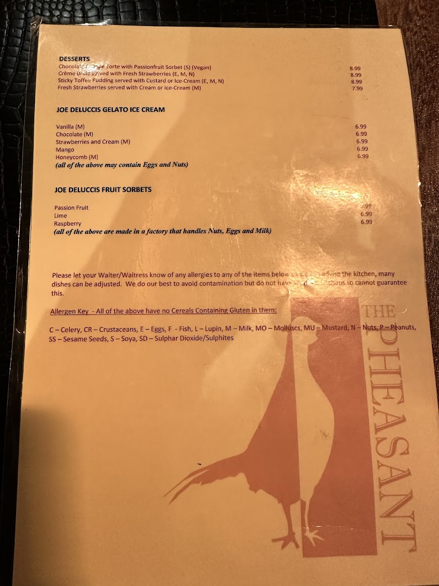 Gluten-Free at The Pheasant Inn & Restaurant