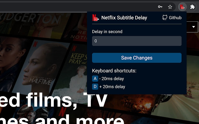 Netflix Subtitle Delay chrome extension