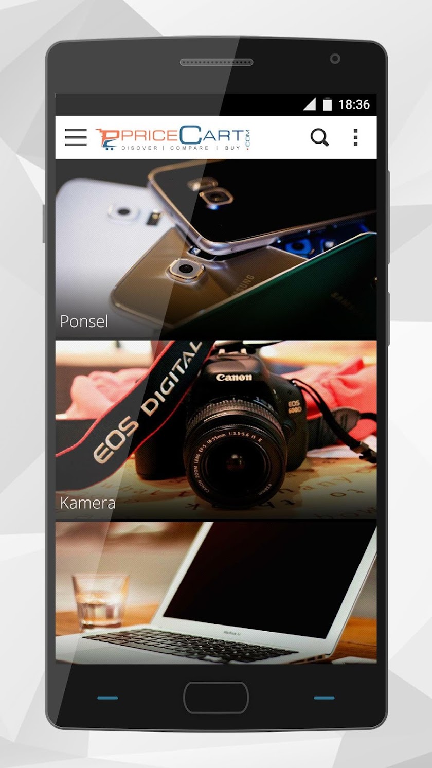 PriceCart: Shopping Comparison Screen 1