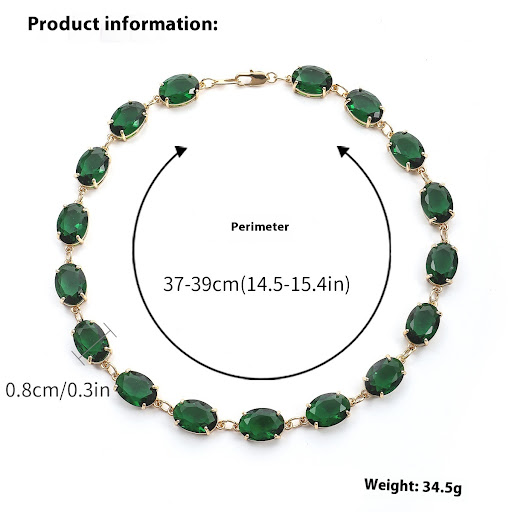 Title 6, French Style High Grade Green Gem Necklace Luxu...