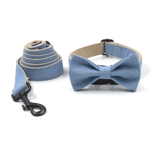 Title 4, Buckle Lettering Deep Denim Pet Collar Dog Leas...