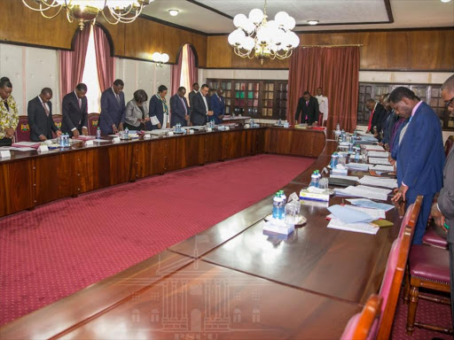 President Uhuru Kenyatta chairs the first Cabinet meeting of 2019 at State House, Nairobi, yesterday. /PSCU