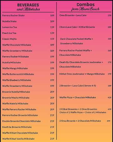 Miami Waffles & Jawbreakers menu 