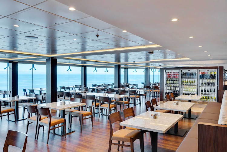 Enjoy the view and munch at your leisure at the buffet on MSC Meraviglia. 