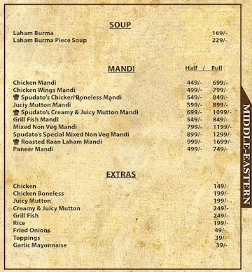 Spudato menu 