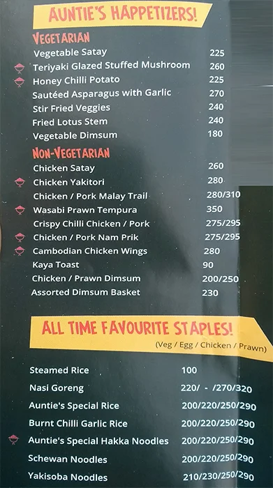 Auntie Fung's - Asian Street Food menu 