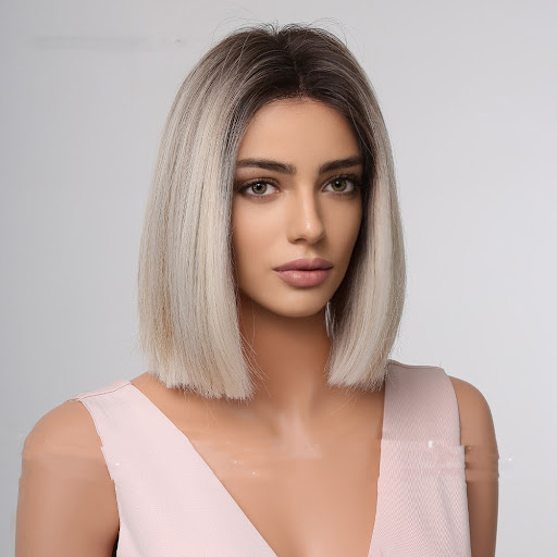 Title 4, Short Straight Grey Hair Wig with Middle Part, ...