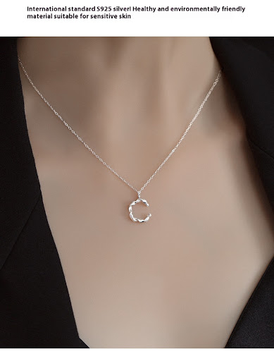 Title 3, S925 Silver Special-Interest Design C-Shaped Ne...