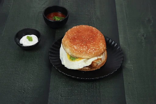 Deep Fried Aloo Tikki Egg Burger