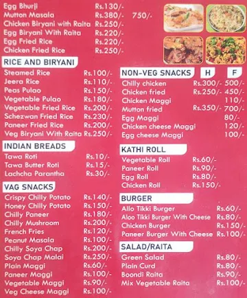 Zaika Xpress menu 