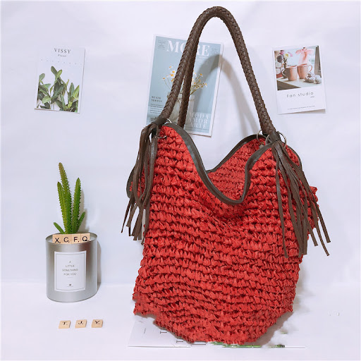 Title 4, One-shoulder portable straw bag woven for every...