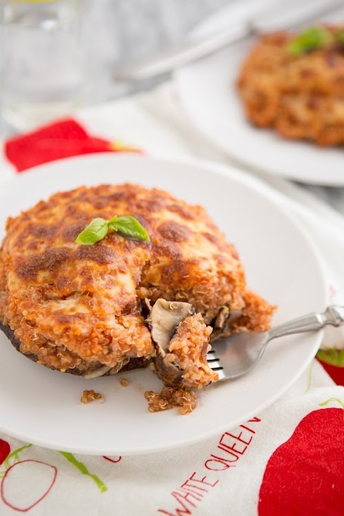 Pizza Quinoa Stuffed Portabella Mushrooms