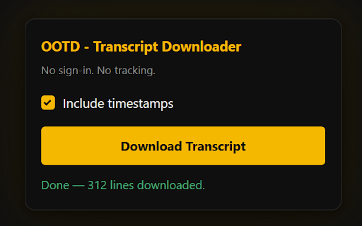 OOTD — Only One-Click Transcript Downloader screenshot 1