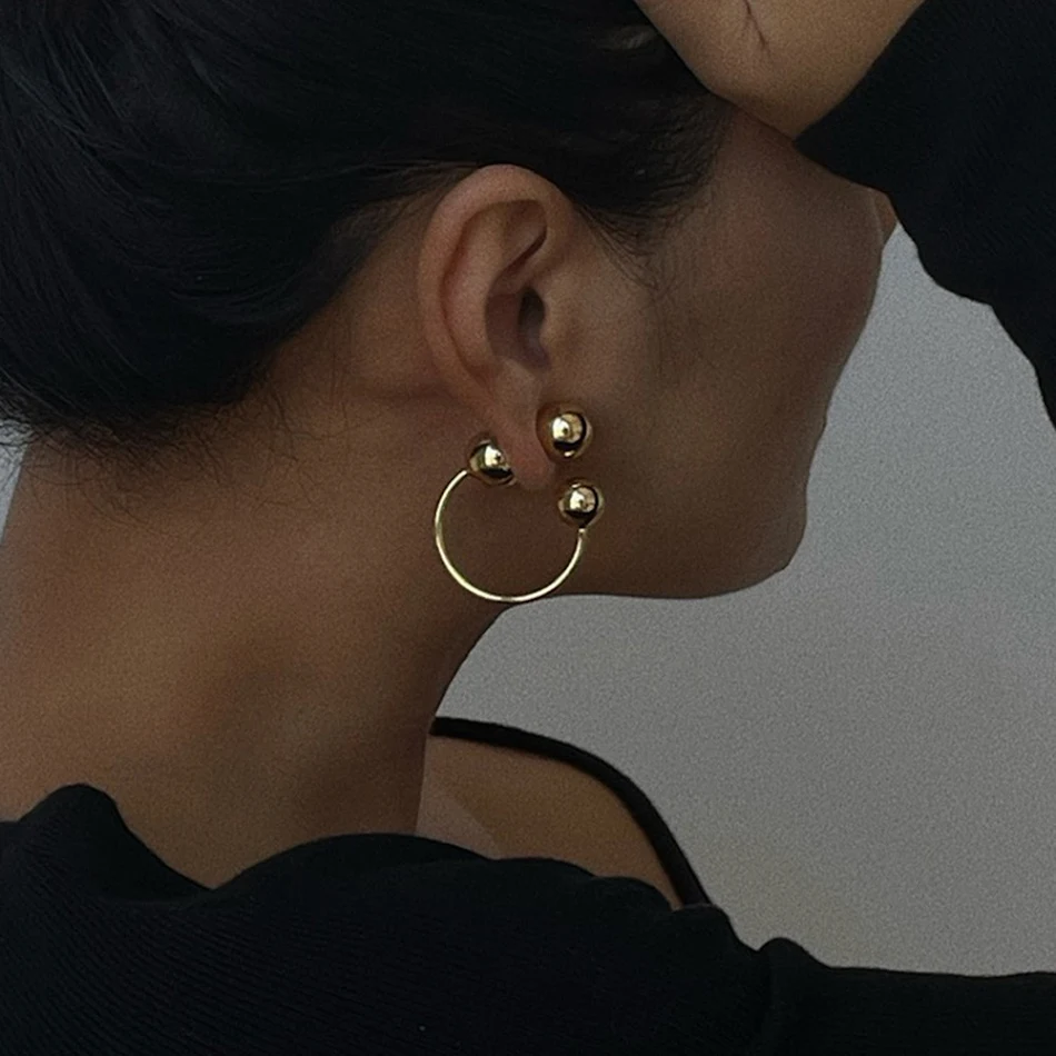 18K Vergoldete Edelstahl Ohrringe in Kugelform Exaggerated Stil Statement Ohrschmuck für einen auffälligen Look