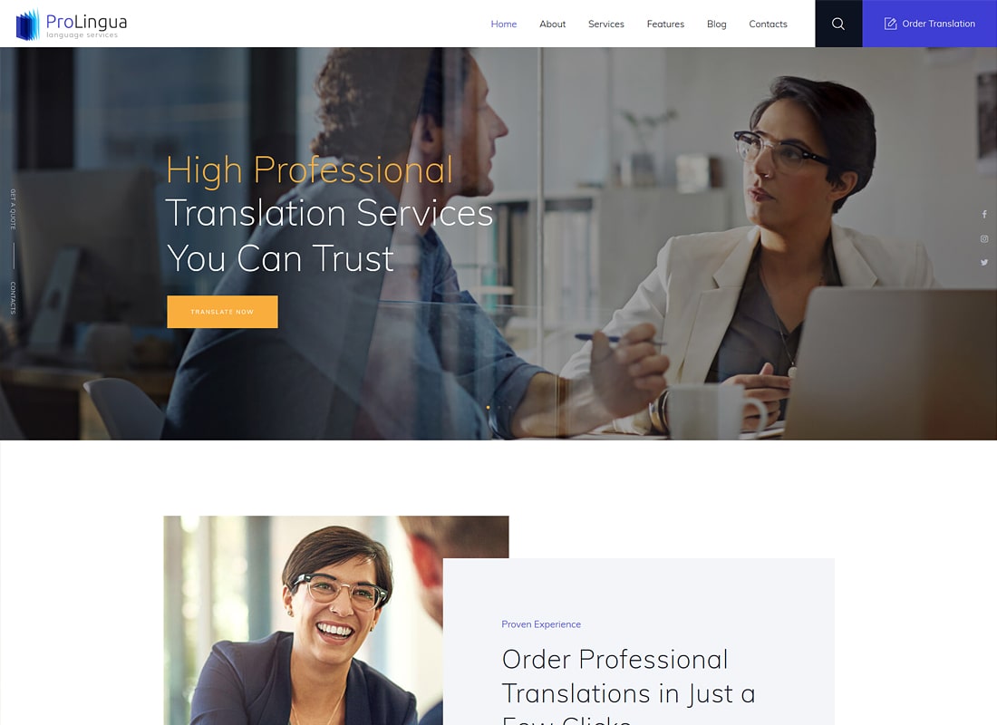 ProLingua |  Tema de WordPress para servicios de traducción