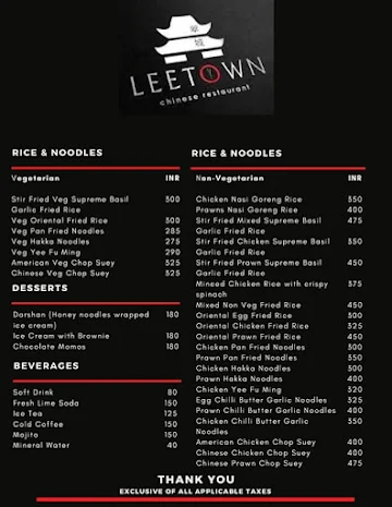 Lee Town menu 