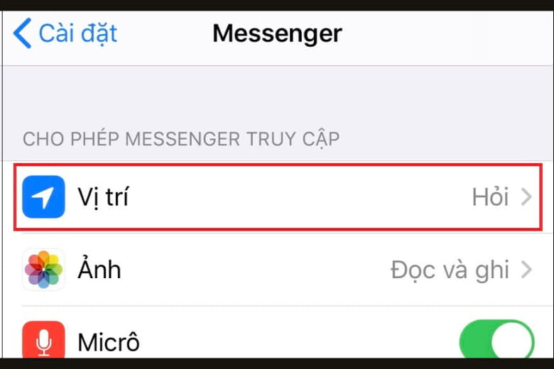 gủi vị trí messenger đơn giản