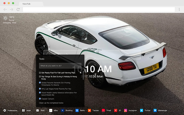 Bentley Car New Tab Page HD Wallpapers Theme