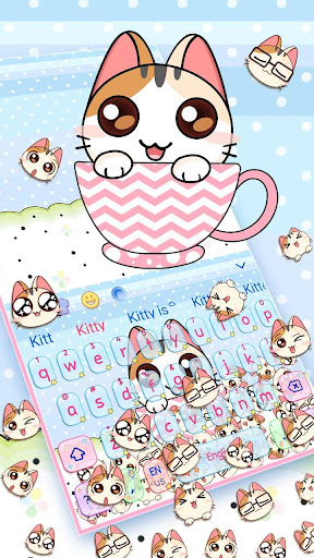 Cute 3D Cup Cat Keyboard Theme