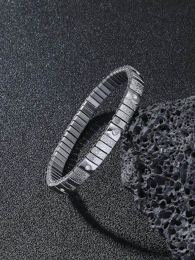 Title 2, Cold Stainless Steel Diamond Elastic Bracelet F...