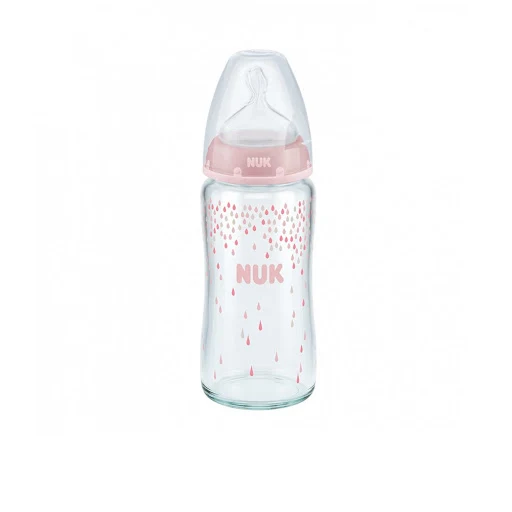 Bình sữa NUK thủy tinh 240ml núm ti Silicone S1 - M-1