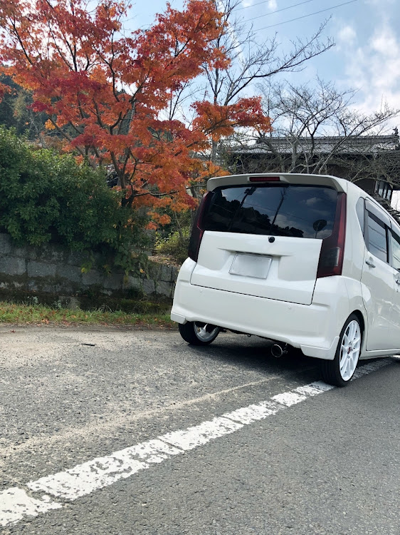 ステラのフットライト取り付け・紅葉と愛車・スムージング・エンブレム剥がしに関するカスタム事例の投稿画像4枚目