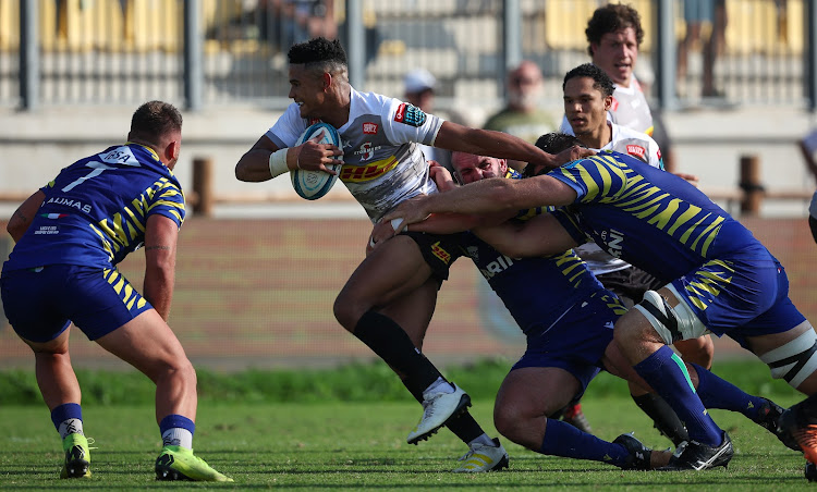 Sacha Mngomezulu of the Stormers is tackled by Jacques du Toit of Zebre Parma during their United Rugby Championship match last Saturday. Mngomezulu is a prime example of the depth in the Stormers' ranks.