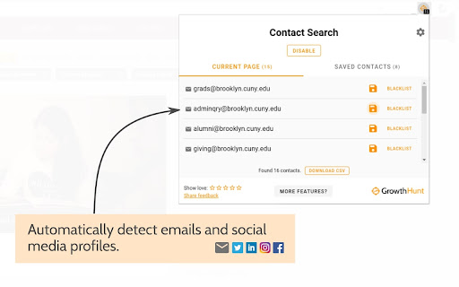 admingry@brooklyn.cuny.edu alumni@brooklyn.cuny.edu Automatically detect emails social media profiles. 