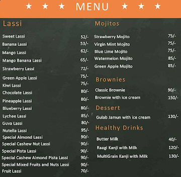 Lassi Time menu 