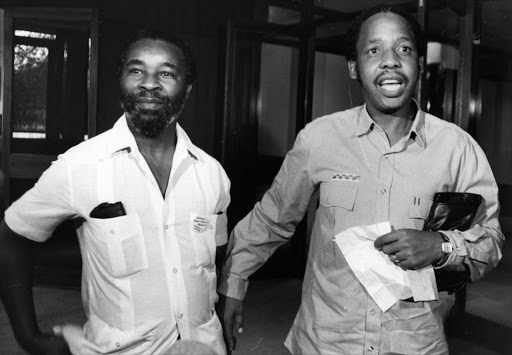 Former president Thabo Mbeki, left, and SACP leader Chris Hani. Hani led a drive for the renewal of the ANC after the movement’s first military operation, the Wankie campaign.