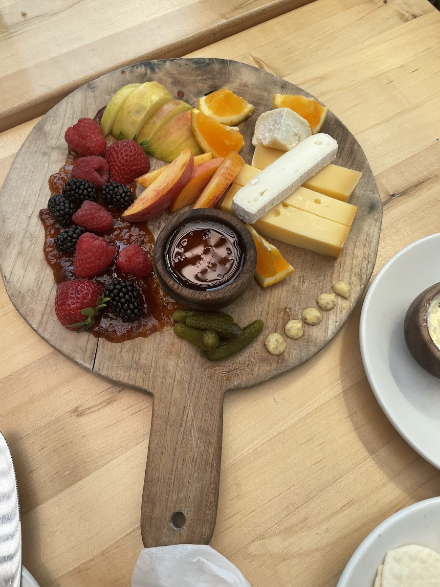 Cheese board- modified to be gluten free- no crostini and subbed cheese since one was soaked in beer