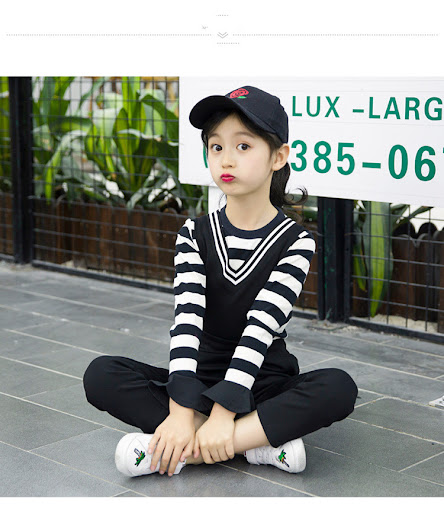 Title 4, Girls Long-Sleeved Striped Overalls offer comf...