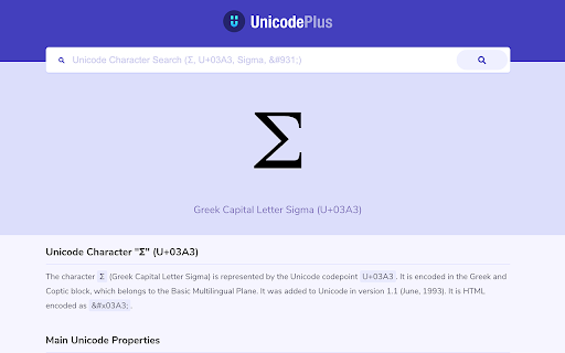 UnicodePlus - Search for Unicode characters