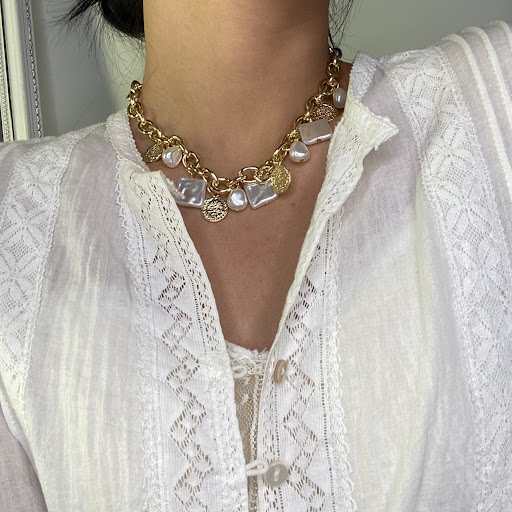 Title 1, Womens Imitation Pearl Coin Clavicle Chain Nec...