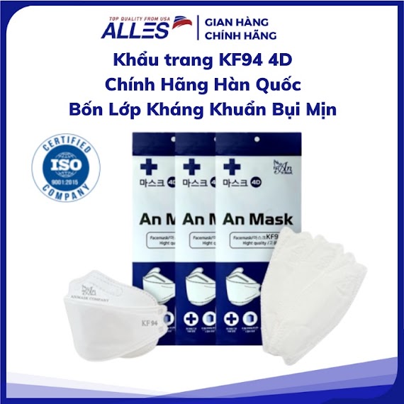 [Set 50 Cái] Khẩu Trang 3D Kf94 Hàn Quốc Chống Bụi Mịn Và Kháng Khuẩn