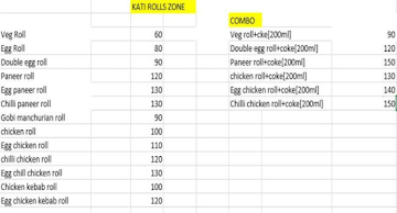 Kati Rolls Zone menu 