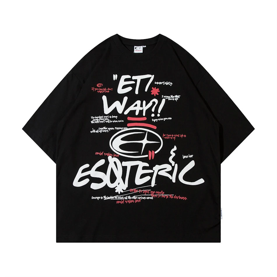 T-shirt à manches courtes avec imprimé lettres graffiti de rue. Adoptez un style urbain et tendance, parfait pour afficher votre personnalité avec confort.
