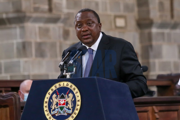President Uhuru Kenyatta speaking at the All Saints Cathedral, Nairobi during the Investiture ceremony by St. John on March 24, 2022.