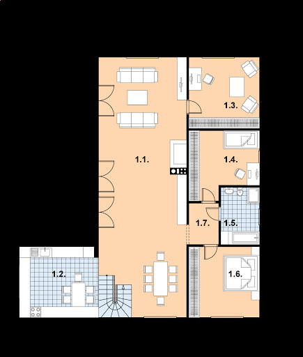 L-76 szkielet drewniany - Rzut parteru