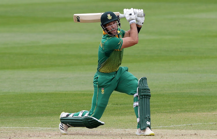 Aiden Markram bats for SA in the tour match against England Lions at the County Ground in Taunton on July 12 2022.