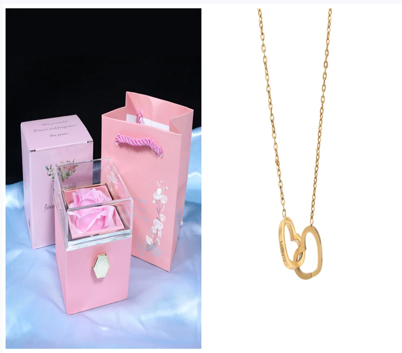 Caja de Regalo de Rosa de Jabón Giratoria Joyero Creativo para Mujer. Regalo de San Valentín, Empaquetado Elegante, Rosas Aromáticas.
