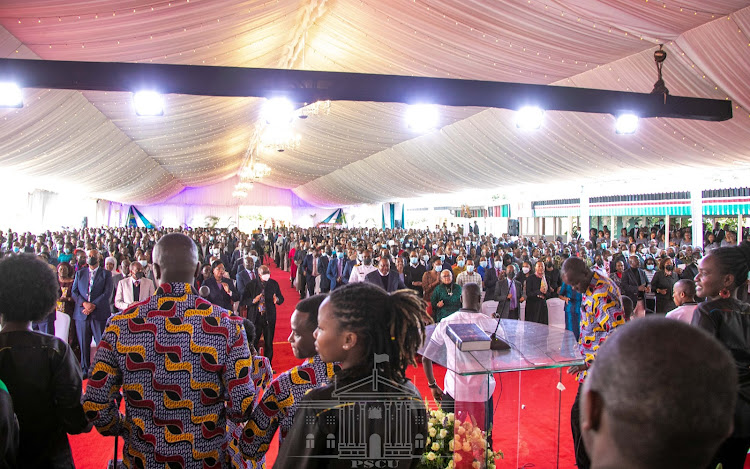 Attendees of the special thanksgiving prayer and worship service for the successful 10-year tenure of Their Excellencies with First Lady Margaret Kenyatta on Sunday, July 24,2022.