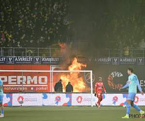 📷 🎥 Sfeeractie STVV met tifo en Bengaals vuur loopt even fout, brandweer moet brandje blussen