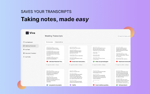 Viva Translate: Transcribe Google Meets & Browser Audio