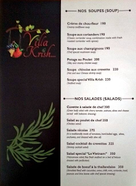 Villa Krish menu 1