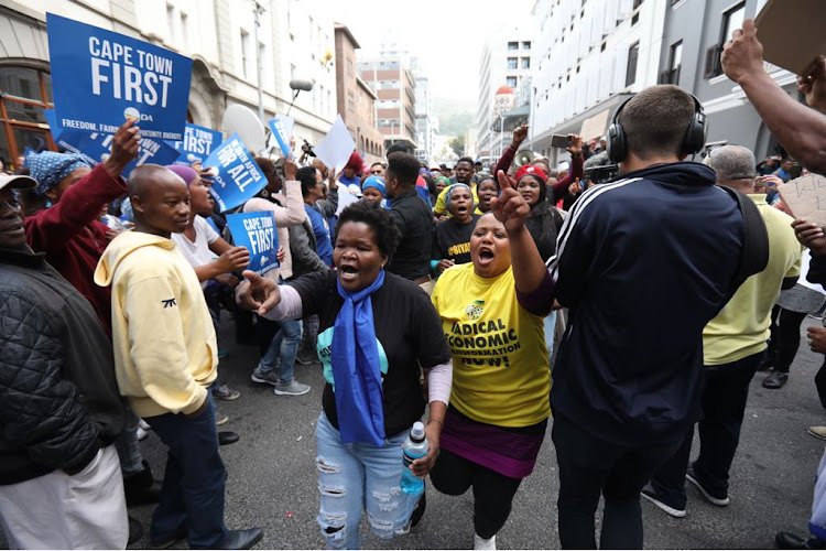 Protesters outside the Cape Town High Court